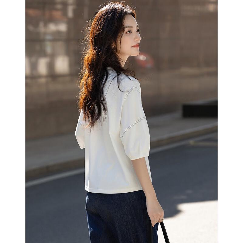 Demana Women's Color-Block Lantern Sleeve T-Shirt