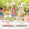 Cartoon Mini Easter Tree Ornament Colorful Wooden Rabbit Figurines  Home Decoration