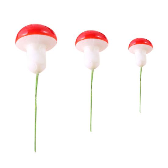 50Pcs Mushroom Ornament Realistic Festive Decorative Delightful Mini Red Miniature Mushroom for Party