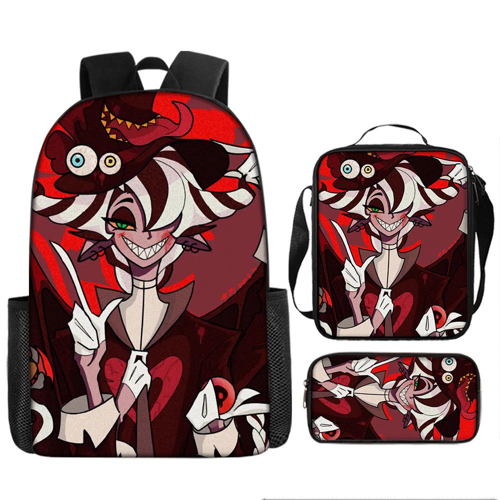 Hell Inn Hazbin Hotel Student Rugzak Cartoon Schooltas Drie Delige Set Rugzak Schoudertas Etui Backpack