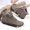 TUINANLE Winter Barefoot Boots Men Winter Sneakers Ankle Snow Shoes Plush Hiking Boots Warm Sporting Shoes Big Size 48Black