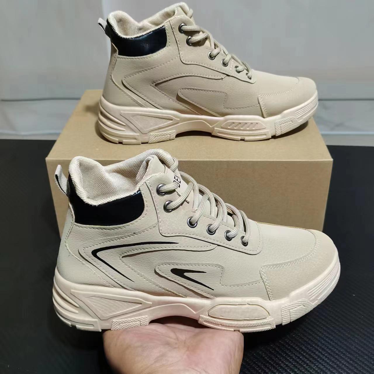 

2025 new men s shoes high-top thick-soled Martin boots youth trendy overalls boots retro outdoor casual leather men s shoes 44