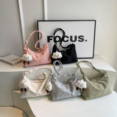 Solid Color Bag for Women Tote Bag Large Capacity Summer Crossbody New One-shoulder College Student Class Commuting Bag