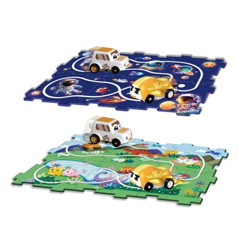 Children's DIY Puzzle Track Scene Construction Puzzle Assembly Electric Track Car Children's Early Education Toy Gift Set