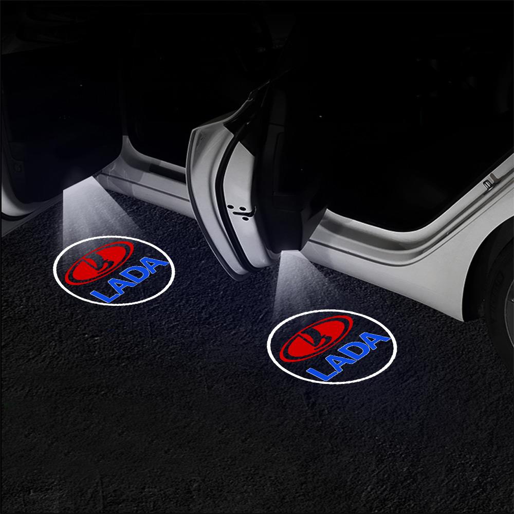 Car LED Car Door Projector Lamp Laser Welcome Courtesy Lights Decoration For Lada Priora Sedan Vesta Largus Granta Niva 4x4 Xray