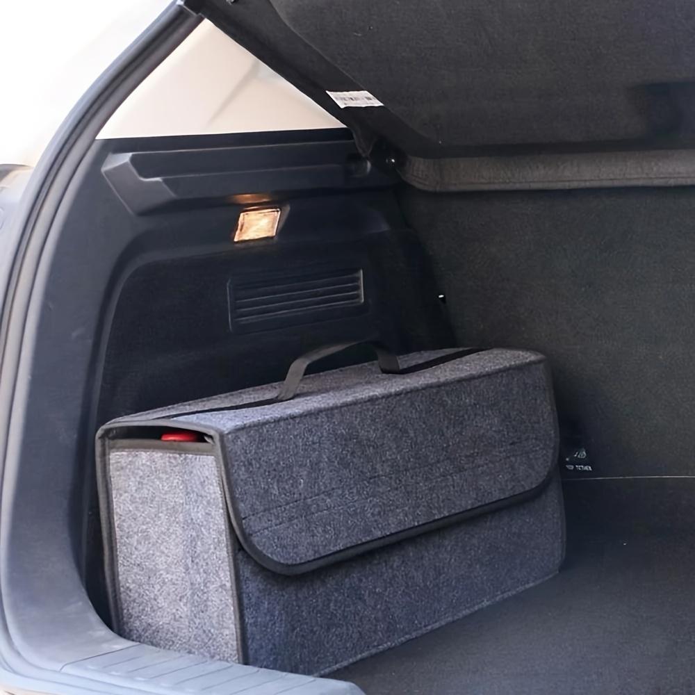 Spacious Canvas Car Storage Box - Portable, Foldable, and Collapsible Trunk Organizer with Felt Cloth Interior