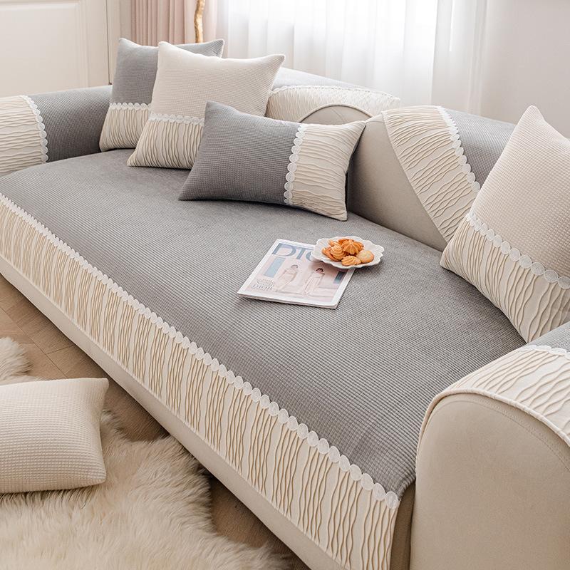 Corn Velvet Sofa Cushion, Winter Anti Slip Sofa Cover, Simple Modern Plush Seat Cushion, All Season Universal Full Cover Fabric