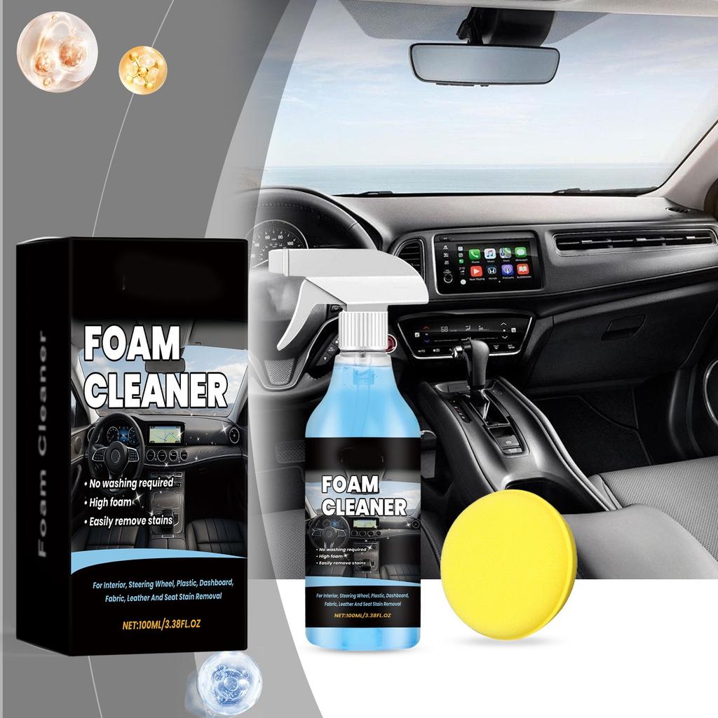 Car Interior Cleaning Spray Mild Cleaning Decontamination Maintenance Leather Fabric Plastic Universal Portable 100ml