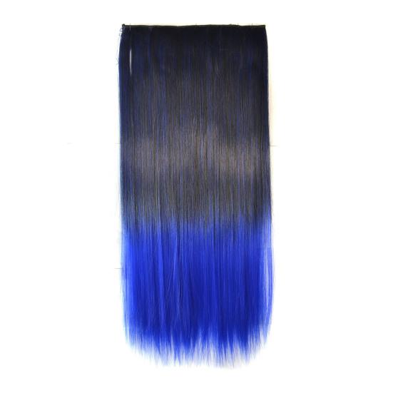 Extensie de păr cu culoare degradată, lung și drept, din fibră sintetică, păr fals, fără urme, moale, netedă, 23,6 inci, perucă de sârmă pentru temperatură înaltă.