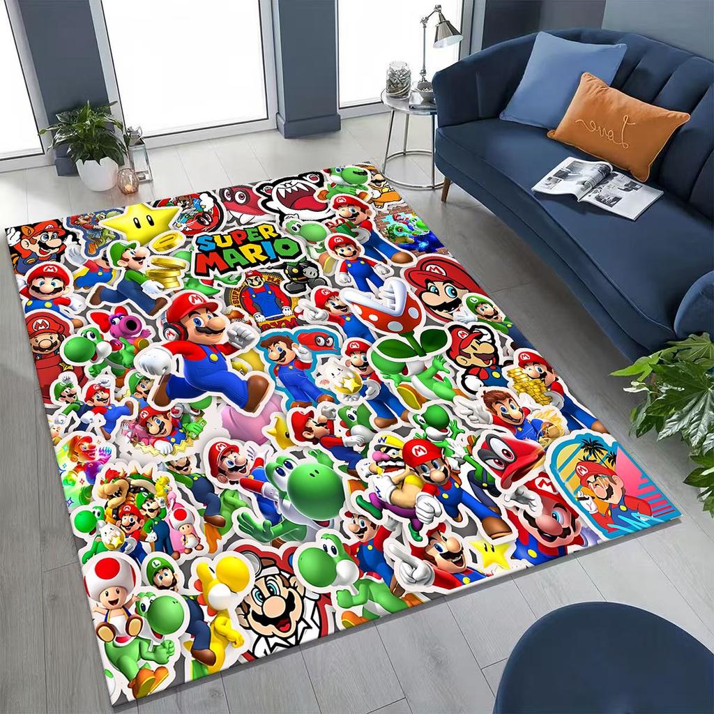 2026 New Retro Mario Cartoon Gift Rug for Bedroom Living Room Sofa Home Doormat Decor, Large Kids Play Non-slip Floor Mat