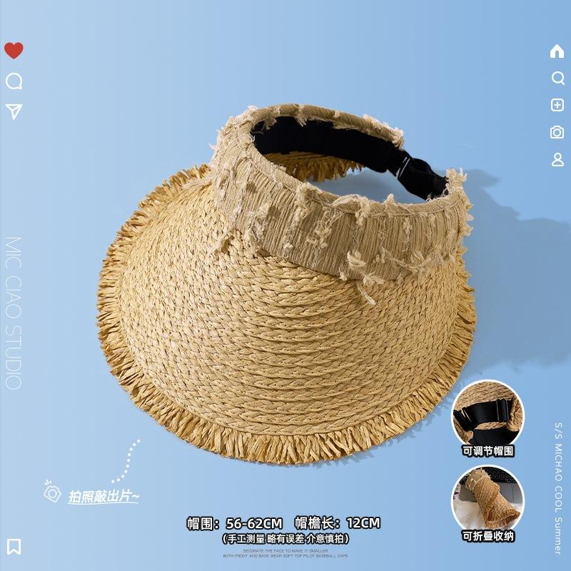 Summer empty top straw hat women's new seaside vacation beach big brim sunshade sunscreen hat versatile sun hat