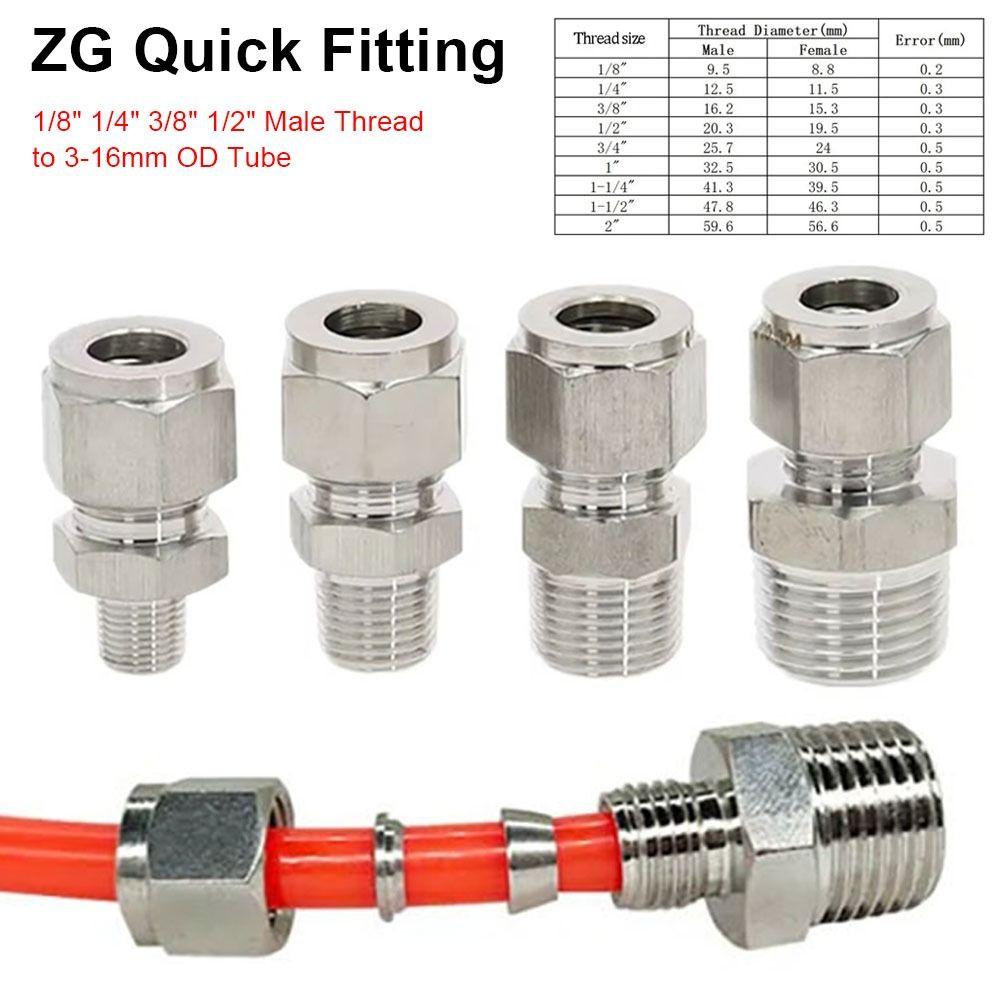 1Pcs 1/8" 1/4" 3/8" 1/2" Male Thread To 3-16mm OD Tube Connector  for Oil Water Gas