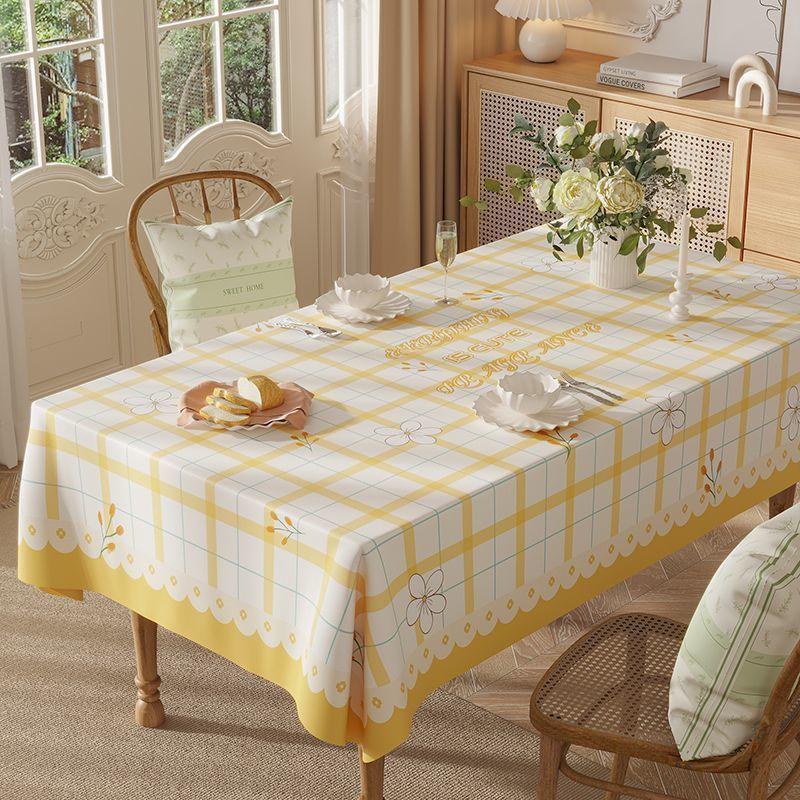Dining Table Tablecloth Waterproof And Oil-Proof Leave-In Dining Table Mat Rectangular Pvc Dining Table Cloth Light Luxury High-End Coffee Table