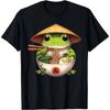 Kawaii Frog Eating Ramen T-Shirt – Cute Neko Japanese Noodles Anime Lovers Graphic Tee for Men Women Unisex Casual Black T-Shirt