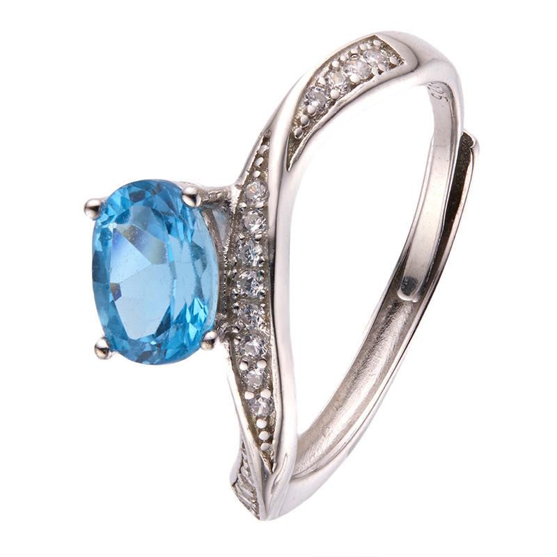 S925 Sterling Silver Natural Topaz Colored Treasure Ring Female Niche Special-Shaped Irregular Trend Design