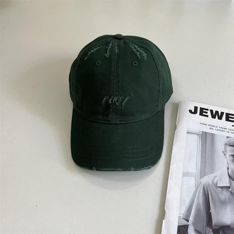 

Broken edge retro soft top baseball cap men s and women s big head circumference outdoor sports and leisure cap M（56-58cm） зелёный