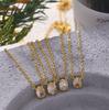 Niche French Trendy Versatile Oval Zircon Titanium Steel Necklace with 18K Gold Diamond Pendant