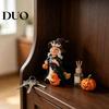 Decorative Resin Pumpkin Figures Halloween Witch Figurine, Vintage Hand-Painted Ornament, Spooky Tabletop Collectable Gifts Decor for Desk Shelf