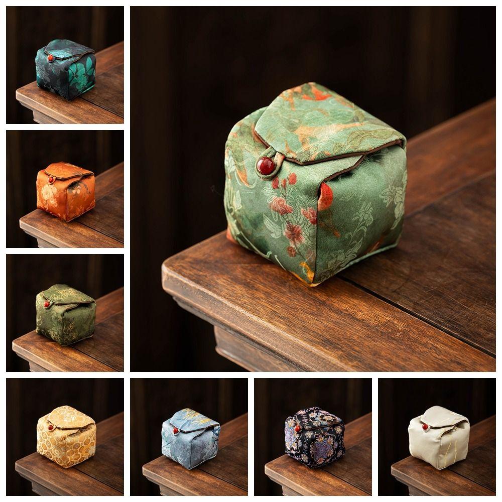 Print Tea Cup Cloth Pouch Chinese Style Embroidered Handbag Retro Teaware Storage Bag  Storage Bag