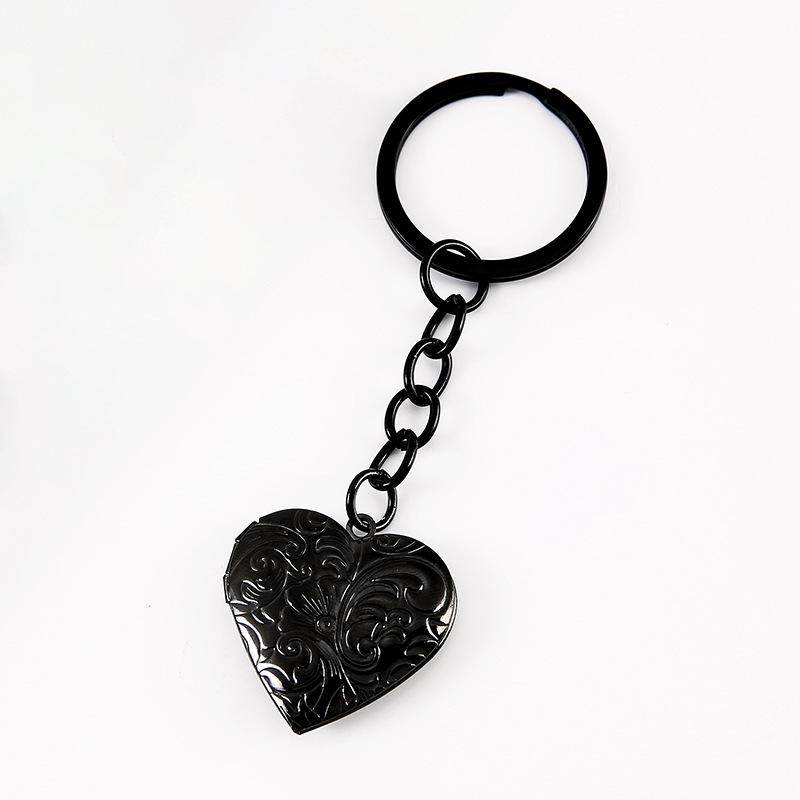 Heart-Shaped Metal Keychain with Cross Pattern and Photo Frame, Stainless Steel, DIY Mirror Finish