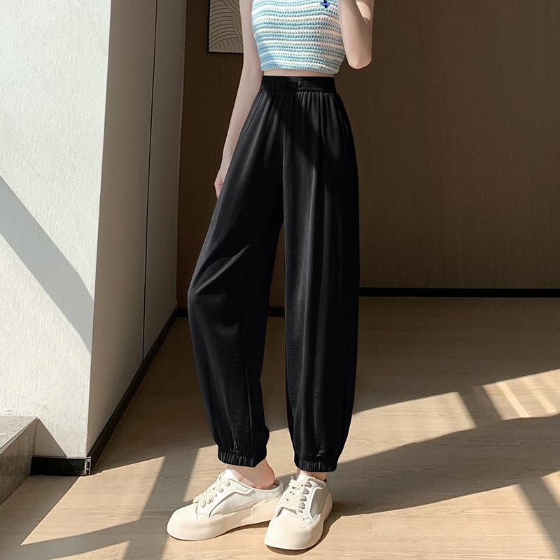 

Спортивные штаны женские летние тонкие свободные леггинсы спортивные штаны в национальном стиле повседневные маленькие крутые солнцезащитные штаны Nine Points 2XL чёрный