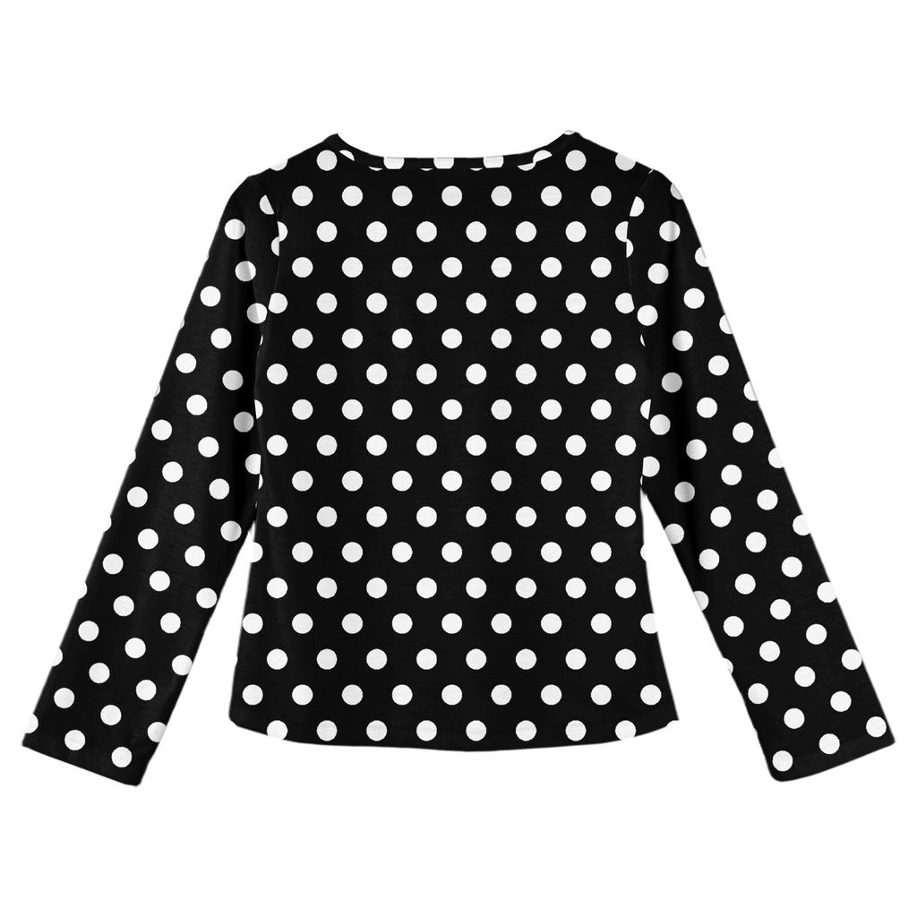 Girls' Long Sleeve Tee - Pleated Round Neck Casual Top