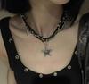 Y2K Spicy Girl Dark Star Leather Choker Necklace - Pure Desire Clavicle Chain