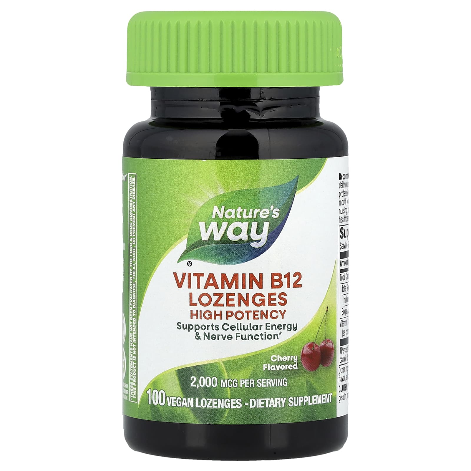 

Nature S Way, Vitamin B-12 Lozenges, Cherry, 2,000Mcg, Vegan Lozenges, 100 Lozenges