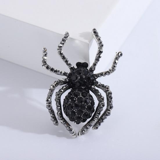 Spider Brooch Shiny Rhinestone Decor Realistic Spider Shape Clothes Collar Decoration Anti-rust Alloy Lightweight Clothes Jewelry Lady Gift