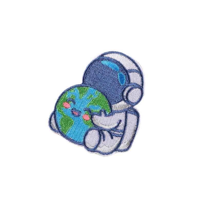 Vyšívací štítek planeta kreslený astronaut nášivka odznak vyšívací nálepka ruční účet samolepicí látková nálepka