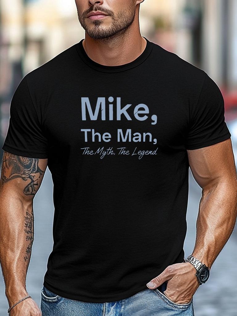 Plus-Size Men'S T-Shirt, Comfortable And Versatile, Easy Yet Stylish, Featuring The Design 'Mike, The Man, The Myth, The Legend' for a Casual Summer L