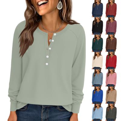 Women's Fashion  Loose Long Sleeve Round Neck Casual Top