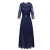 European Chiffon and Lace Round Neck Evening Dress for Women