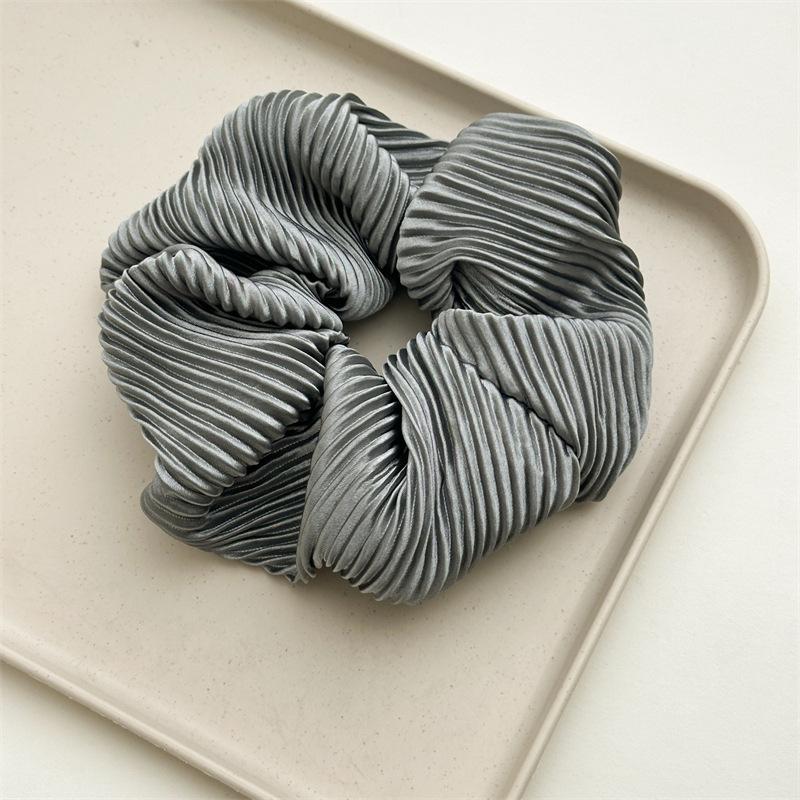 Pleated Minimalist Scrunchies Solid Color Hair Tie Elegant Women Hair Accessory for Office Chic