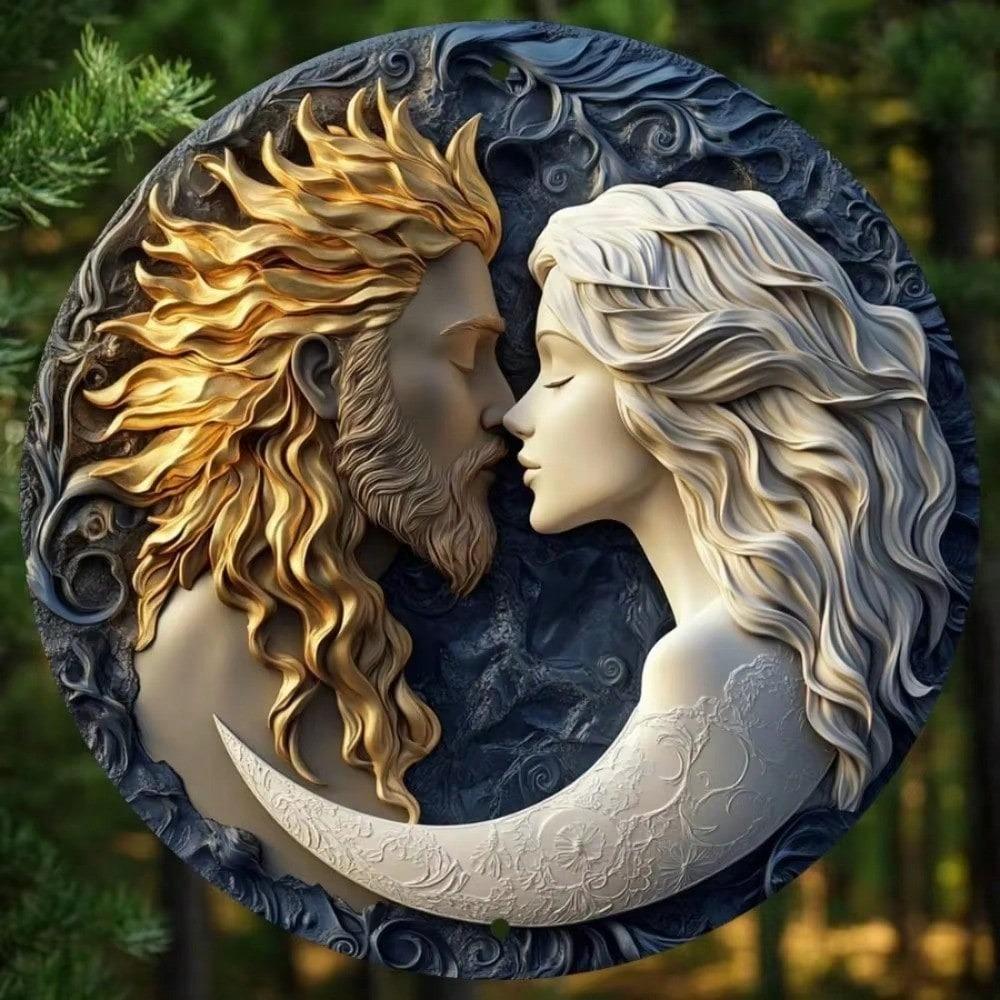 Vintage Sun Moon Retro Metal Wall Art Weatherproof Home Decor Kitchen Room Sign