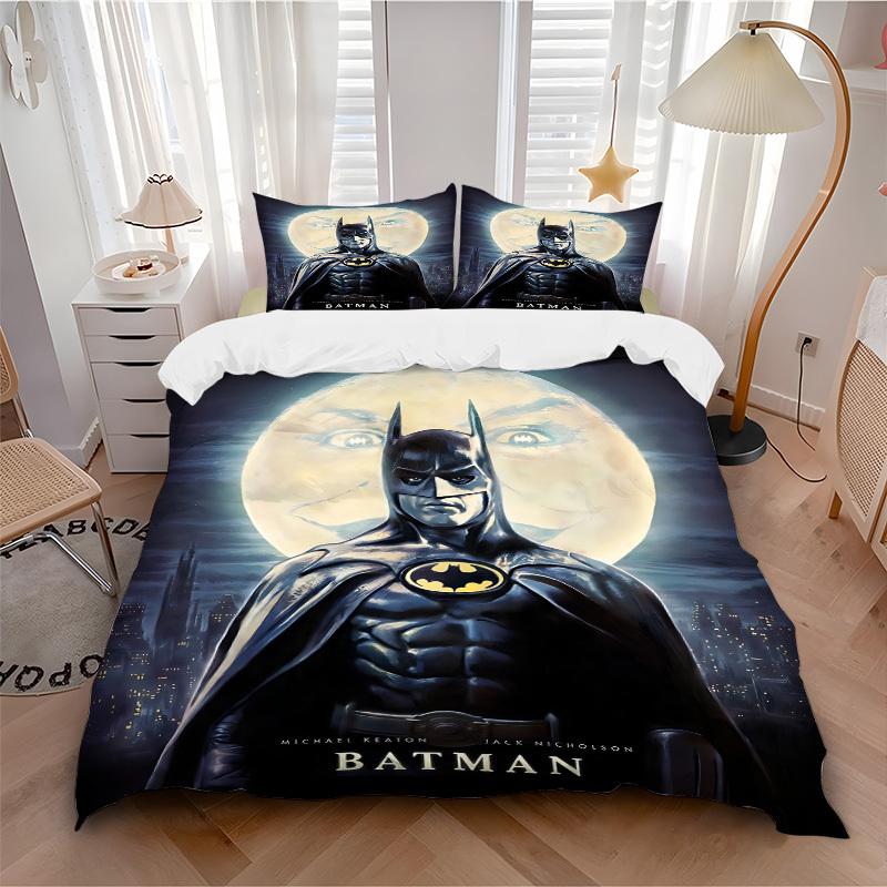 

3pcs Batman Moonlight Bedding Set, Soft Polyester Duvet Cover and Pillowcases Machine Washable Seasons all suitable 85 135x200cm
