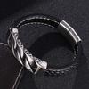 Stijlvolle Zwarte Leren Armband voor Mannen met Roestvrijstalen Magnetische Sluiting
