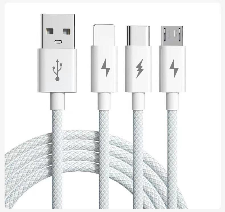 3in1 6A 66W Ultra Fast Charging Cable Fast Charger USB ToType C Cable Charging Cable Mobile Data Cable Suitable For IOS Android Phone 1.2M/2M