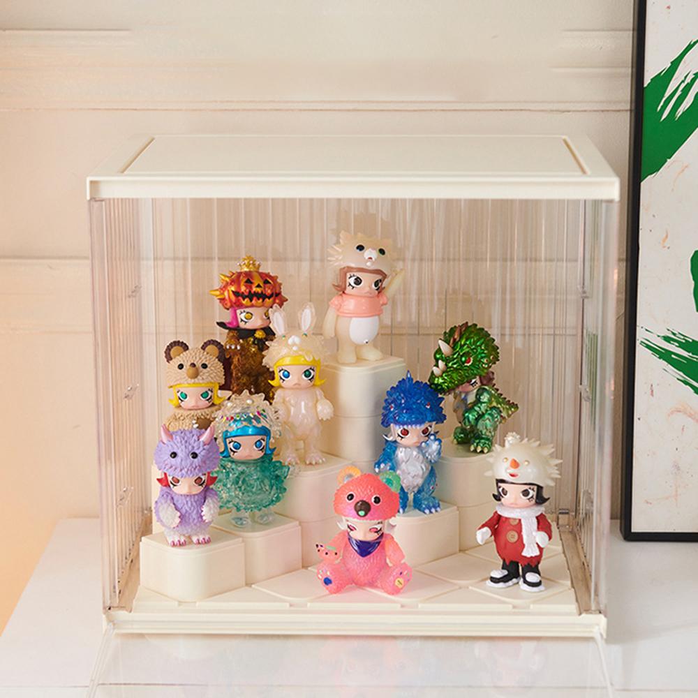 Transparent Plastic Storage Box Living Room Decoration Display Rack Doll Figurine Showcase Storage Organizer Case for Home DIY