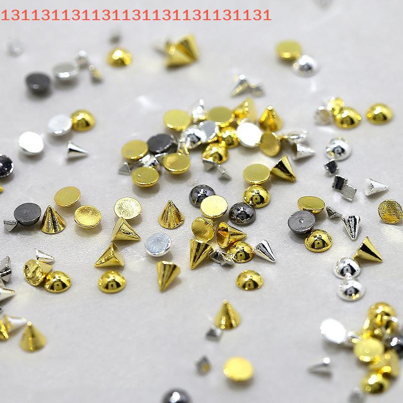 6 Grids Punk Nail Rivets Silver Gold Black Mixed Size Metal Bead Studs Round Cone Nail Art Charms Nail Parts DIY Decoration