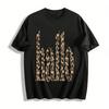 Hallo Leopard Print Casual Tshirt Unisex Loose Fit Vintage Style Daily Wear Tees Pure Cotton T-shirt