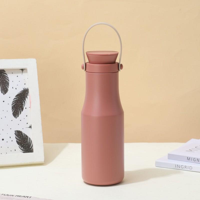 Stainless Steel Vacuum Insulated Travel Water Bottle With Handle 470ml Double Wall Leakproof Sports Flask Outdoor Hiking Gym