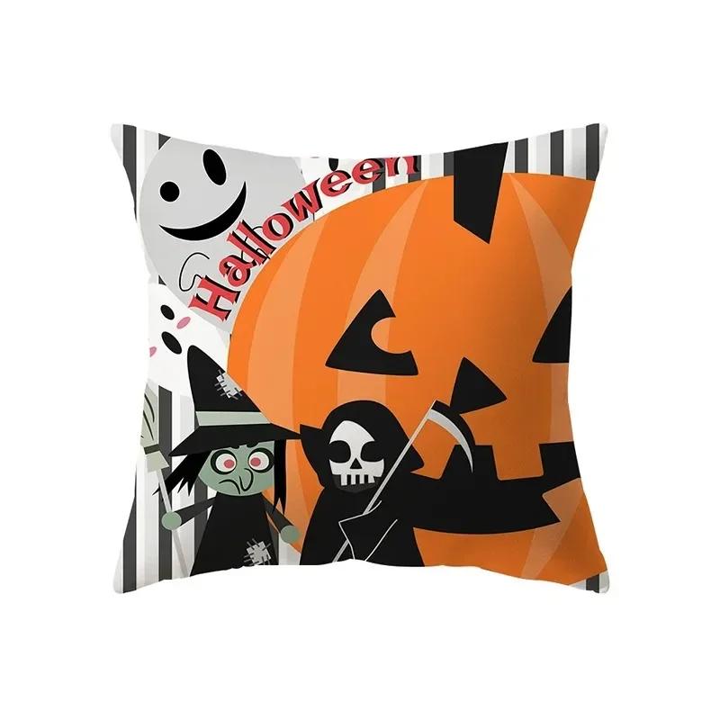 Halloween Theme Pillow Cover Car Office Living Room Sofa Halloween Pumpkin Lantern Decoration Pillow Cover