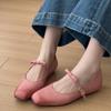 Sheepskin version~ Leather bow French word belt Mary Jane shoes women's retro flat ballet single shoes evening shoes
