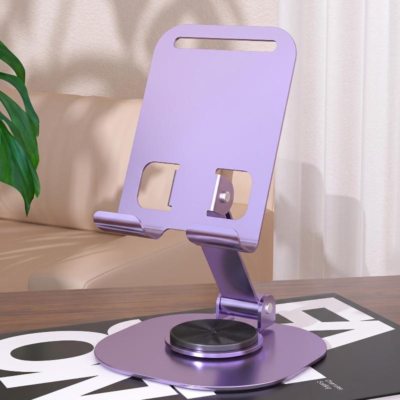 Metal Phone Holder for Live Streaming, 360 Degree Rotation Adjustment, Folding Lazy Person Tablet Desktop Phone Holder