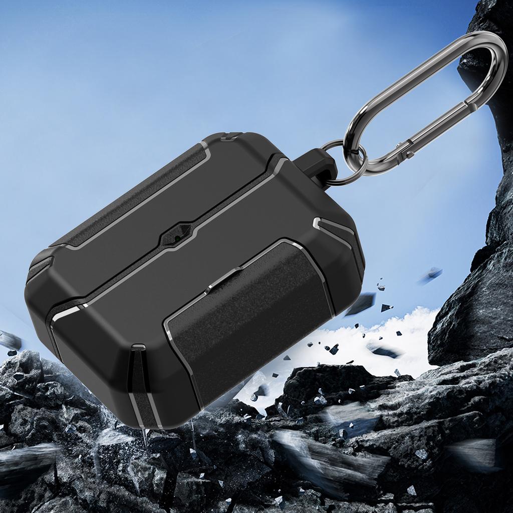For AirPods Pro 2 Case Foldable Stand TPU PC Earbuds Cover with Carabiner