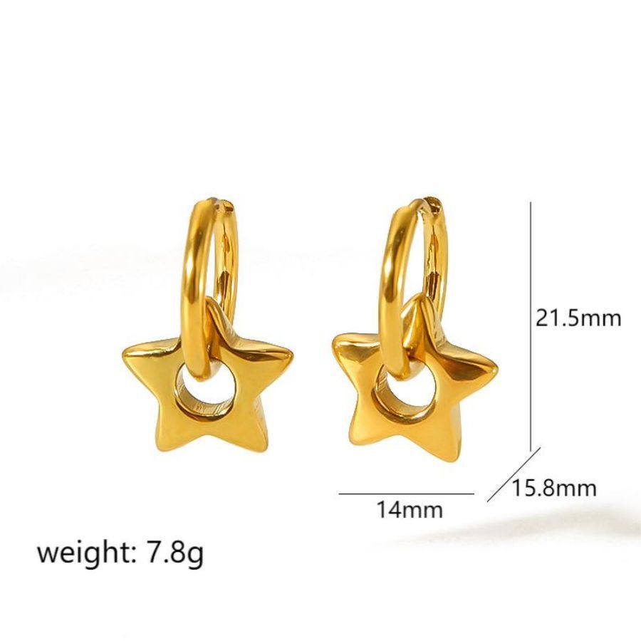 Fashion Gold Plated Heart Star Moon Earrings With Waterproof Stainless Steel For Women