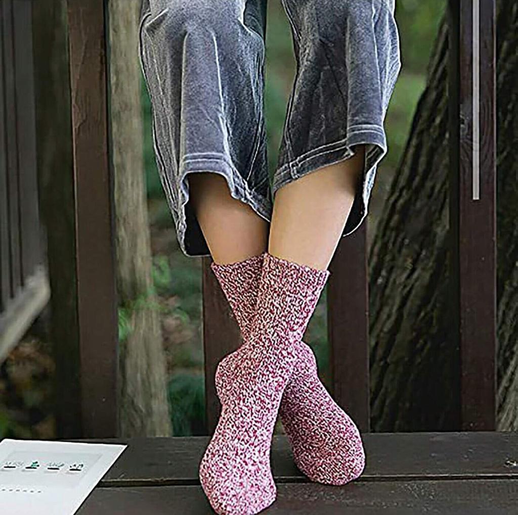 Women's Winter Wool Lined Socks Thickened Warm Middle Calf Floor Socks Stitched Outside Trade Towel Socks Short Tube Hosiery