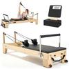 VEVOR Pilates Reformer Machine, Wooden Pilates Workout Equipment for Home Gym Studio Use, Pilates Bed with Dual Resistance- Spring & Cord