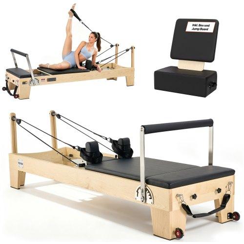 VEVOR Pilates Reformer Machine, Wooden Pilates Workout Equipment for Home Gym Studio Use, Pilates Bed with Dual Resistance- Spring & Cord